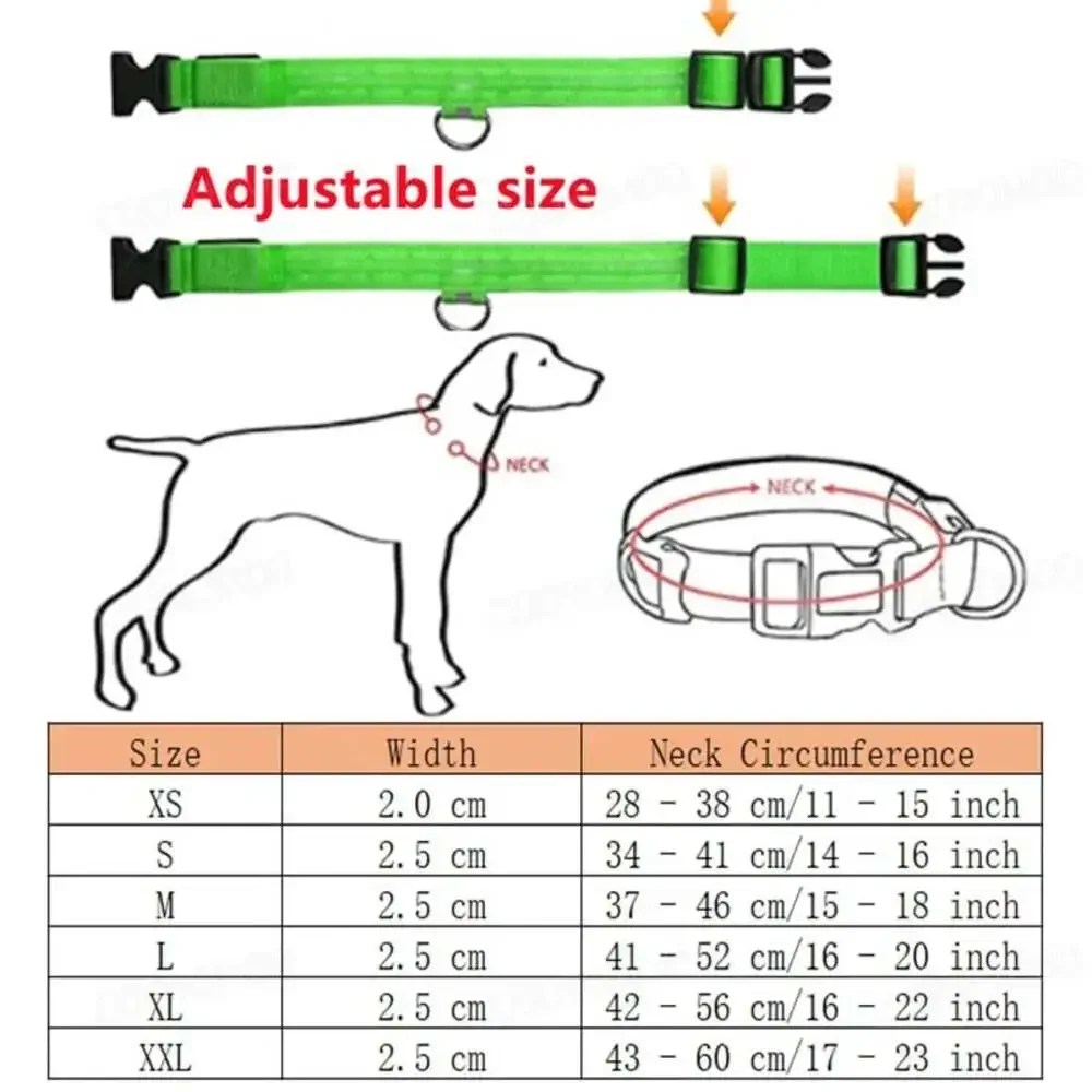 3 Modes Dog Luminous Charge Collar Led Usb Cat Dogs Collars Detachable Night Led